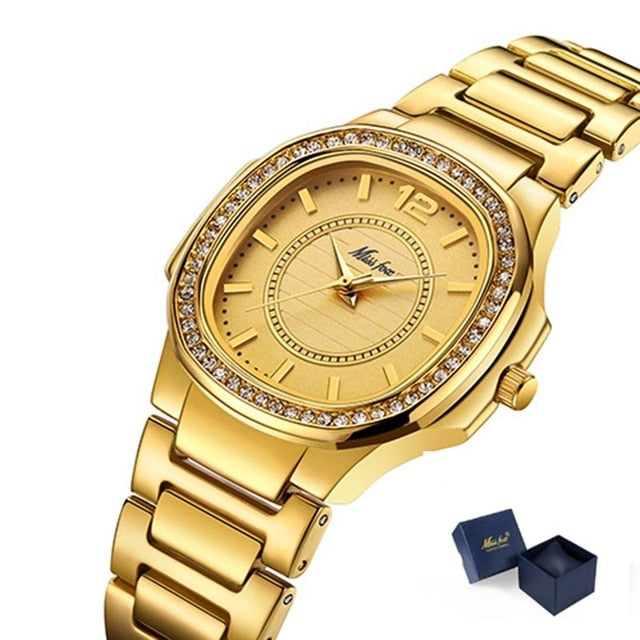 MISSFOX Designer Brand Analog 316L Stainless Steel Quartz Luxury Watch - Ladies / Women's, CZ