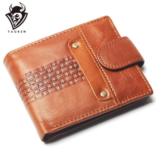 TAUREN Fashionable Genuine Leather, Rectangle Pattern, Anchor Style Wallet - Men's / Gents