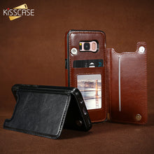 KISSCASE Retro Flip PU Leather Case for Samsung Galaxy (S21 S20 S10 S9 S8 S7) - Dirt Resistant, Card Holder