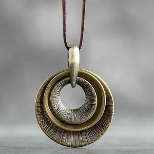 Z&R RETRO Metal Concentric Circle Theme Pendant / Necklace - Women's / Ladies