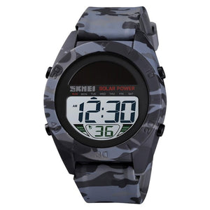 SKMEI Military / Sports PU Plastic Solar Powered LED Digital Watch - Men's / Gents, 50m Water Resistant