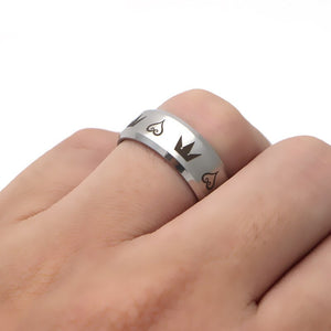 DONGMANLI Retro Stainless Steel Kingdom Hearts & Crowns Theme Ring - Men's / Gents
