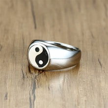 VNOX Retro Stainless Steel Ying & Yang / Buddhism Theme Ring - Unisex, Men's, Women's