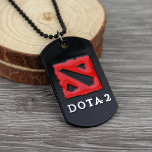 Military, Black, Stainless Steel, Gaming, DOTA 2 Logo Theme Pendant / Dog Tag / Necklace