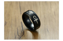 VNOX Trendy Egyptian Theme Stainless Steel Eye of Horus & Ankh Cross Ring - Men's / Gents
