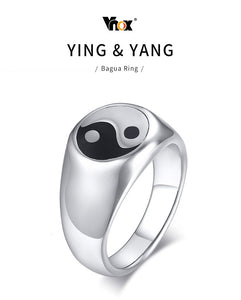 VNOX Retro Stainless Steel Ying & Yang / Buddhism Theme Ring - Unisex, Men's, Women's