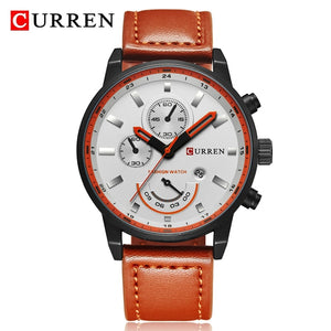 CURREN Fashionable Sports Japanese Quartz Watch - Men's / Gents, Leather, Water Resistance, Hardlex