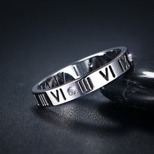 VNOX Elegant 304 Stainless Steel Roman Numeral Theme Ring - Ladies / Women, CZ