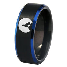 YGK Trendy Tungsten Carbide, Wolf Howling & Full Moon Themed Ring - Unisex, Men's, Women's