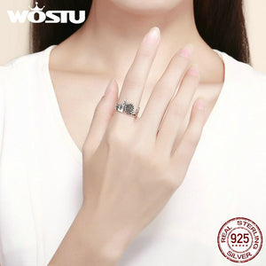 WOSTU Unique 925 Sterling Silver City of London Theme Adjustable Ring - Women's / Ladies