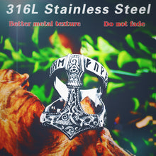 BEIER, Biker, 316L Stainless Steel, Mjolnir / Thor's Hammer & Nordic Runes Theme Ring - Unisex