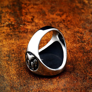 BEIER 316L Stainless Steel Viking / Norse Rune & Paw Print Ring - Men's / Gents