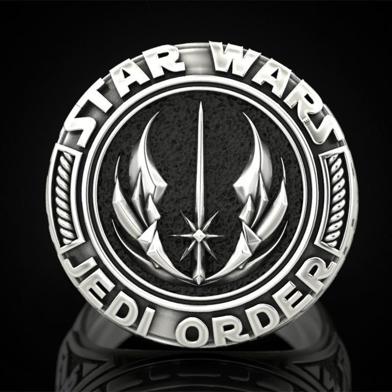 ZHIXUN Retro Vintage Silver Plated Star Wars Jedi Order Themed Ring - Unisex