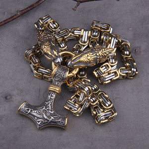 Vintage, Stainless Steel, Viking / Norse, Thor's Hammer (Mjölnir) Theme Pendant / Necklace