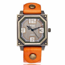 CCQ Brand Vintage Style, Square, Genuine Cow Leather Analog Quartz Watch - Ladies / Women's