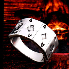 Retro / Punk, Stainless Steel, 3D Poker / Ace / Playing Card Theme Ring - Men's / Gents