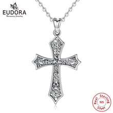 EUDORA Antique / Gothic 925 Sterling Silver Ornate Religious Cross Necklace / Pendant - Ladies / Women's