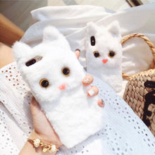 Cute, Cat Themed, Fluffy Silicone, Apple iPhone Cases - 13 12 11 X XR XS 8 7 6 Max Pro Mini