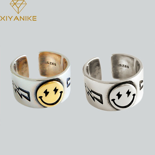 XIYANIKE Vintage, 925 Sterling Silver, Smiling Face Theme Adjustable Ring - Ladies / Women's