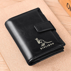 BINLIROO Classic Genuine Leather Anti-Theft Short Wallet - Men's / Gents, RFID Blocking