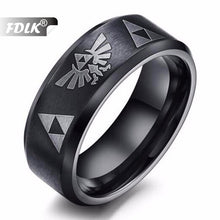 CAXYBB Stainless Steel The Legend of Zelda Triforce Black Ring - Men / Gents, Gaming