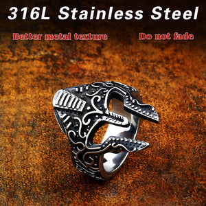 BEIER Vintage / Trendy 316L Stainless Steel Roman Themed Helmet Ring - Men's / Gents