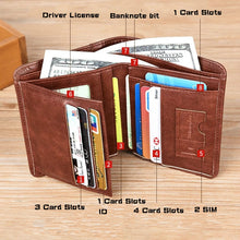 BINLIROO Vintage / Retro, Genuine Leather Anti-Theft Short Wallet - Men's / Gents, RFID Blocking