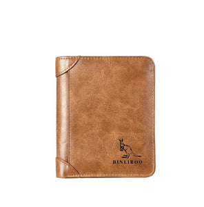 BINLIROO Vintage / Retro, Genuine Leather Anti-Theft Short Wallet - Men's / Gents, RFID Blocking