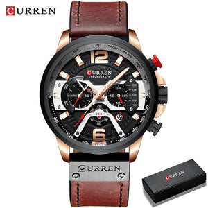 CURREN Luxury Sports / Military Quartz Watch - Men's / Gents, Genuine Leather