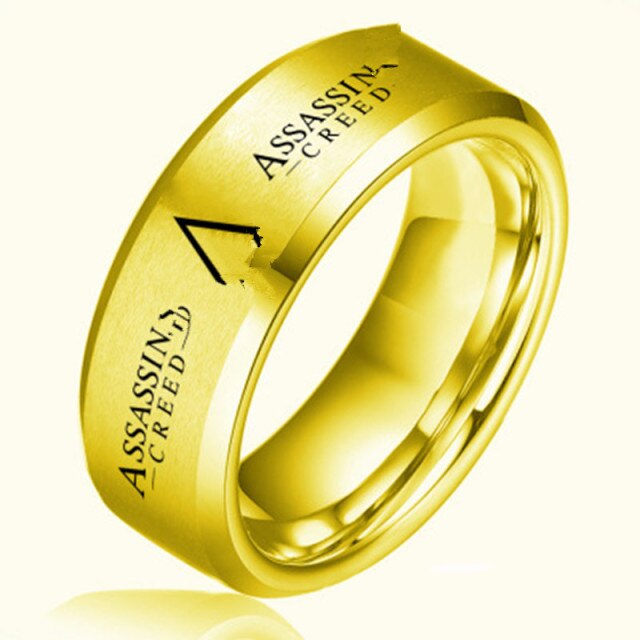 Classic, 316L Stainless Steel, 8mm, Assassin's Creed Symbol Theme Ring - Unisex