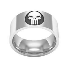 DHG World, Trendy, 8mm, Stainless Steel, The Punisher, Logo Themed Ring - Unisex