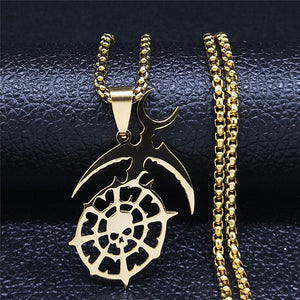 Vintage, Gold, Stainless Steel, Warhammer 40,000, Chaos / Slaanesh Daemon Theme Pendant / Necklace