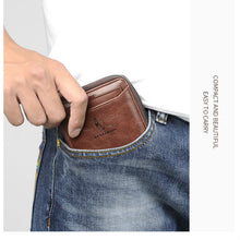 BINLIROO, Vintage, Genuine Leather Anti-Theft,  RFID, Short Wallet - Men's / Gents, Coin Pocket