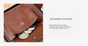 BINLIROO, Vintage, Genuine Leather Anti-Theft,  RFID, Short Wallet - Men's / Gents, Coin Pocket