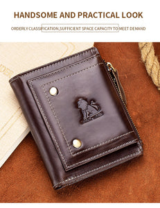 LAOSHIZI, Retro, Genuine Leather, RFID Blocking, Designer, Short Wallet - Gents / Men's