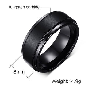 VNOX Stylish Tungsten Carbide & Stainless Steel Ring - Men's / Gents, Silver, Black