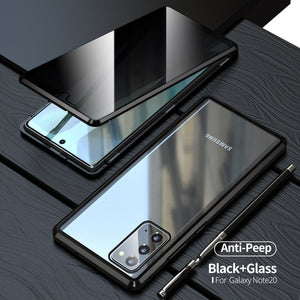 9H Tempered / Anti-Spy Glass & Aluminium 360 Degree Magnetic Case - Samsung Galaxy S21 S20 S10 S9 S8 Plus Ultra