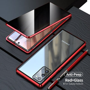 9H Tempered / Anti-Spy Glass & Aluminium 360 Degree Magnetic Case - Samsung Galaxy S21 S20 S10 S9 S8 Plus Ultra