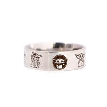 Cute, Stainless Steel, Laser Engraved, Star Wars, The Mandalorian, Baby Yoda Theme Ring - Unisex
