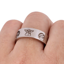 Cute, Stainless Steel, Laser Engraved, Star Wars, The Mandalorian, Baby Yoda Theme Ring - Unisex