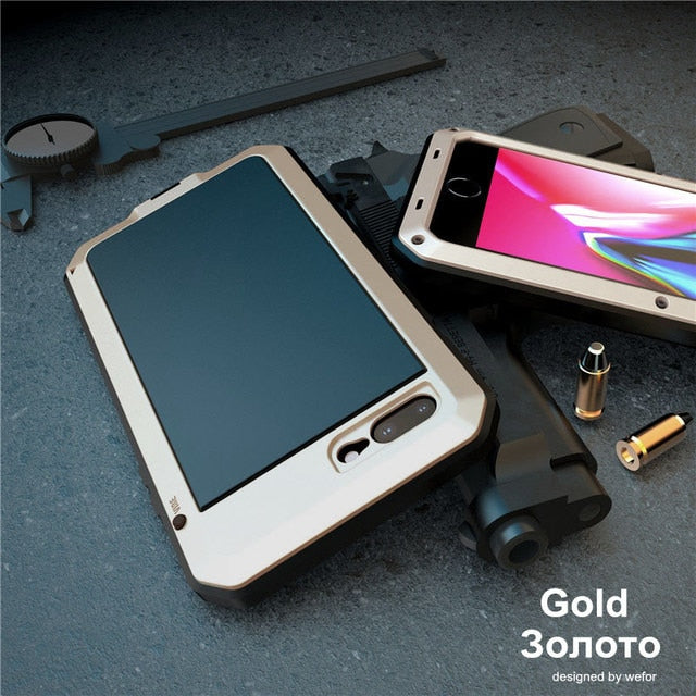 Luxury Doom Armour Aluminium Case for Apple iPhones (13 12 11 SE2020 Mini Max Pro) - Shock / Water / Dirt Resistant
