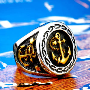 BEIER, Classic, 316L Stainless Steel,  Anchor, Maritime Theme Ring - Men's / Gents