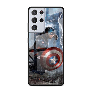 Marvel's, Captain America, Tempered Glass Samsung Galaxy S21 Cases - 5G Plus Ultra
