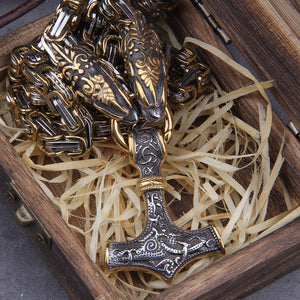 Vintage, Stainless Steel, Viking / Norse, Thor's Hammer (Mjölnir) Theme Pendant / Necklace
