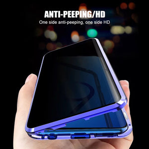9H Tempered / Anti-Spy Glass & Aluminium 360 Degree Magnetic Case - Samsung Galaxy S21 S20 S10 S9 S8 Plus Ultra