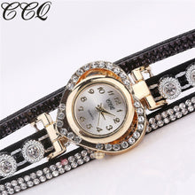 CCQ Fashionable Luxury Quartz Watch - Ladies / Women's, PU Leather, Rhinestone, Stainless Steel