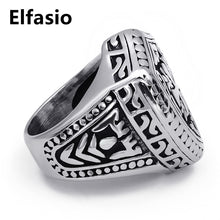 ELFASIO 316L Stainless Silver Gothic Style Shield & Cross Ring - Unisex