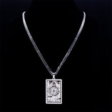 Vintage, Silver, Stainless Steel, Wicca / Tarot Card, Wheel of Fortune Theme Pendant / Necklace