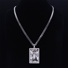 Vintage, Silver, Stainless Steel, Wicca / Tarot Card, The Tower Theme Pendant / Necklace