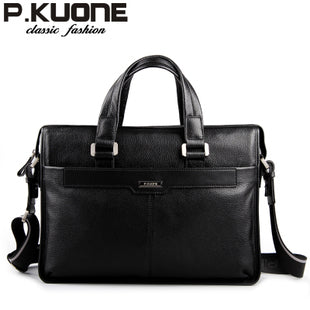 P.KUONE High Quality, Genuine Leather 15.6 Inch Laptop / Notebook Bag / Briefcase - Men / Gent's, Phone Pocket